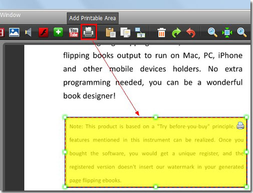 Add Printable Area